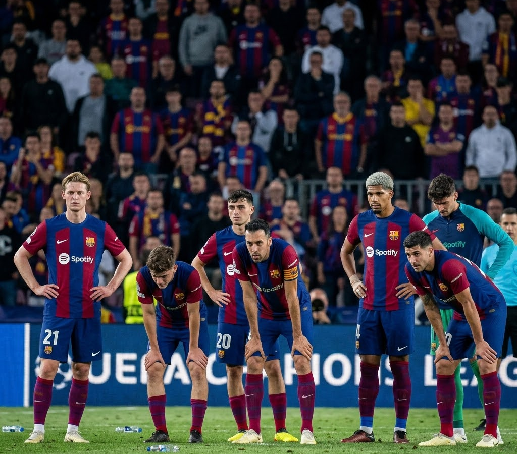 Momen kekecewaan pemain Barcelona di akhir laga semifinal