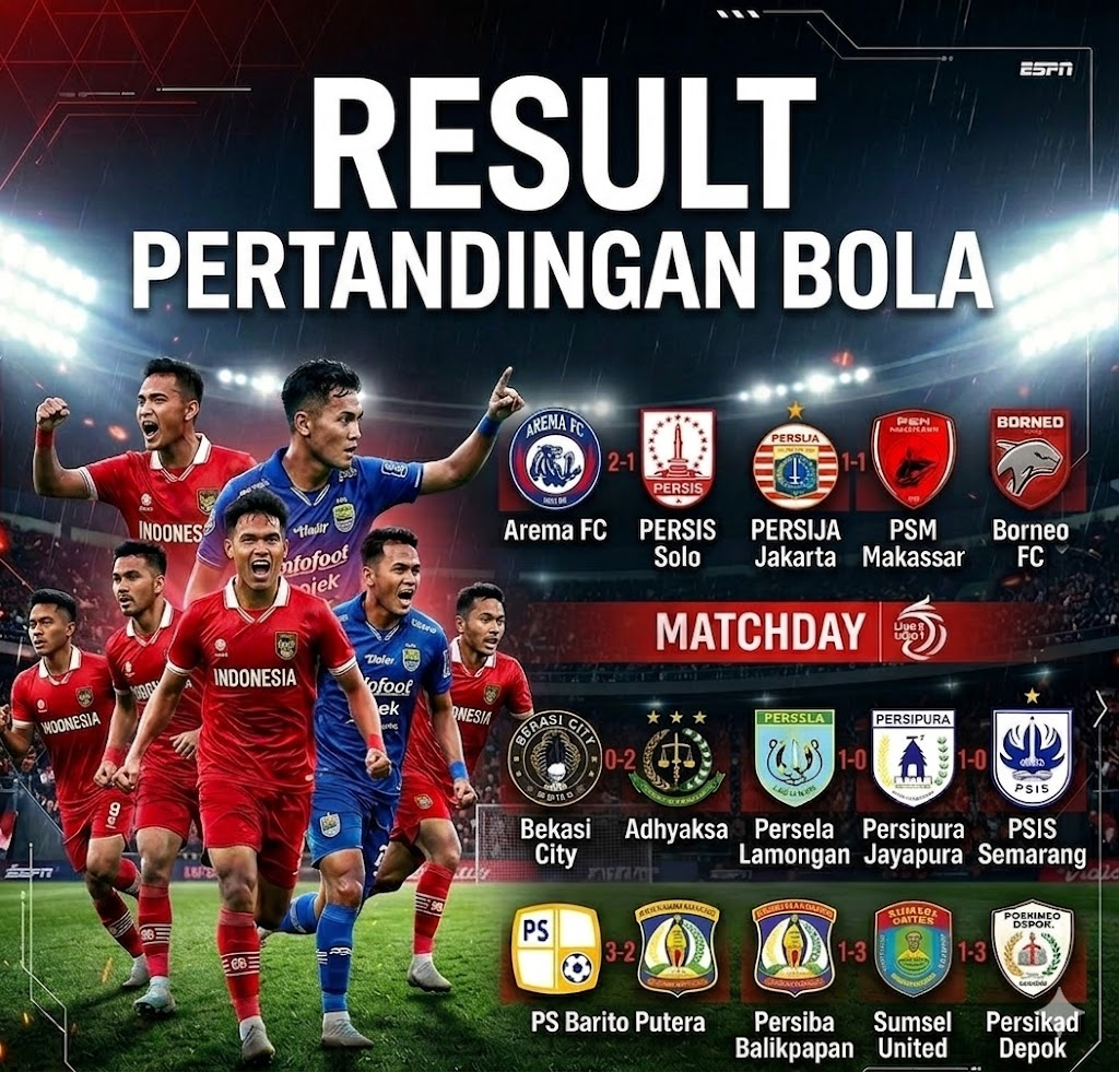 hasil pertandingan hari ini