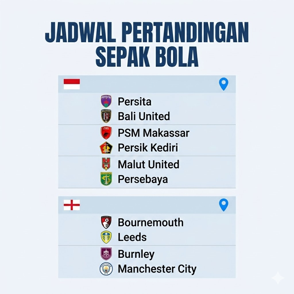 jadwal pertandingan bola hari ini