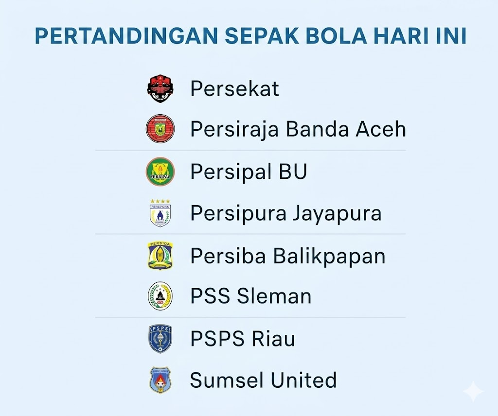 PERTANDINGAN SEPAK BOLA HARI INI