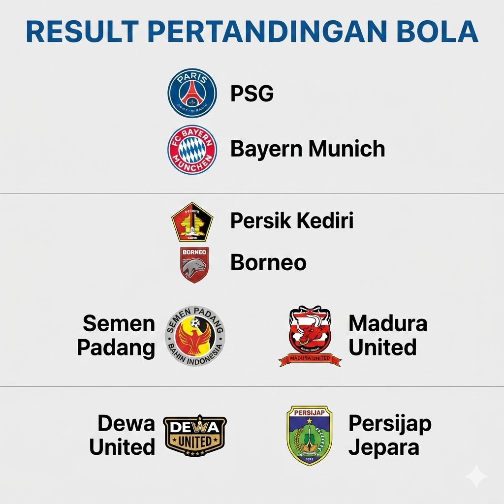 hasil pertandingan bola hari ini