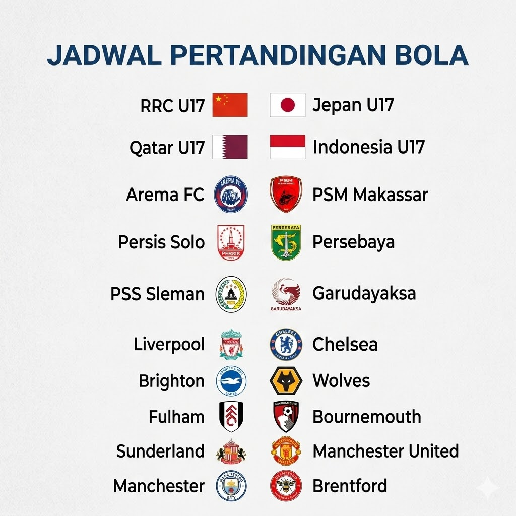 jadwal pertandingan bola