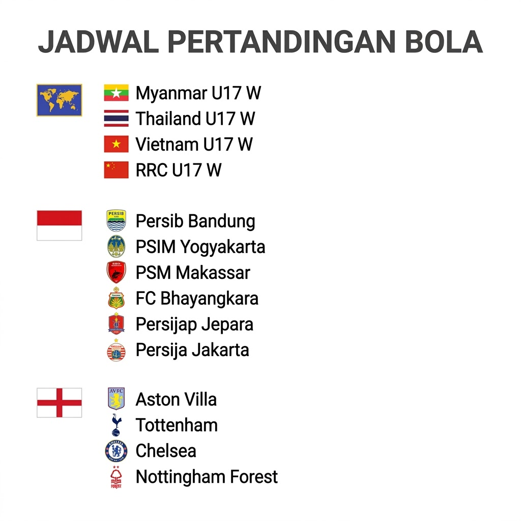 jadwal pertandingan bola hari ini