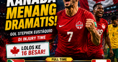 Kanada menang 1-0 atas Afrika Selatan pada Play Off Piala Dunia 2026 berkat gol Stephen Eustáquio di injury time.