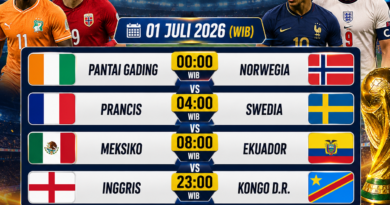 Jadwal Piala Dunia 2026 1 Juli 2026 Pantai Gading vs Norwegia Prancis vs Swedia Inggris vs Kongo DR