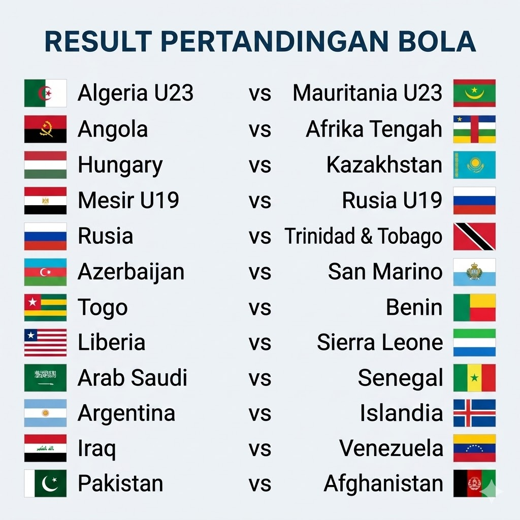 hasil pertandingan bola hari ini