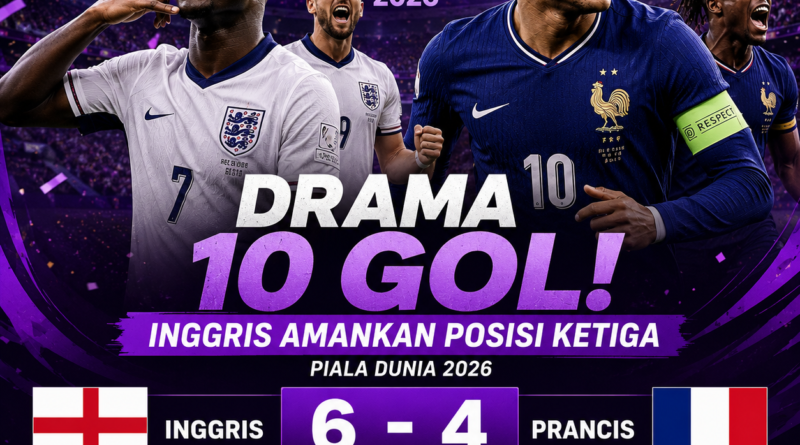 Inggris vs Prancis Piala Dunia 2026, Inggris Menang 6-4 pada Perebutan Posisi Ketiga