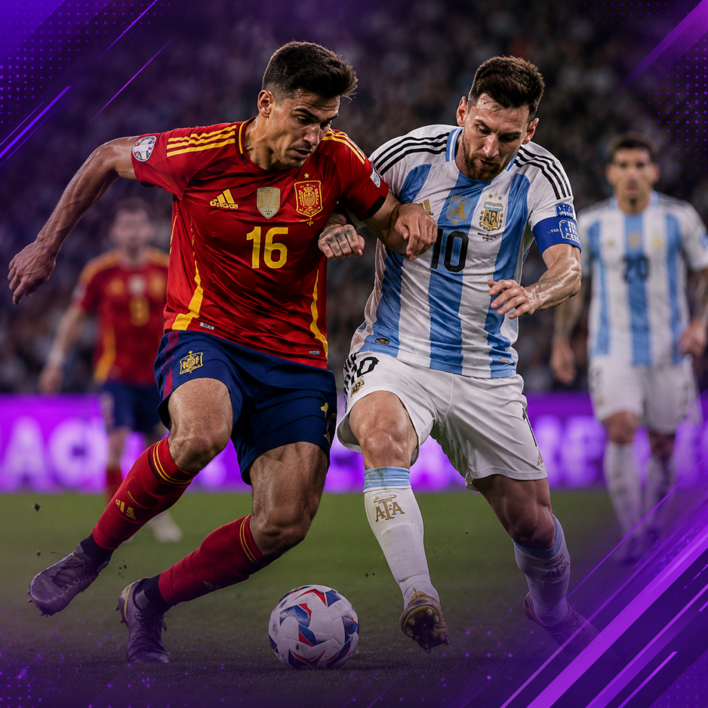 Spanyol Juara.
Duel sengit antara pemain Spanyol dan Argentina mewarnai jalannya final Piala Dunia 2026 sebelum La Roja akhirnya memastikan kemenangan.