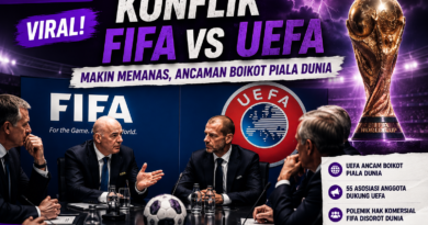 Ilustrasi konflik FIFA dan UEFA terkait ancaman boikot Piala Dunia akibat polemik hak komersial FIFA.