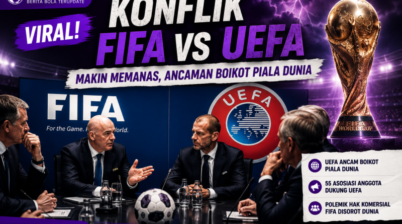 Ilustrasi konflik FIFA dan UEFA terkait ancaman boikot Piala Dunia akibat polemik hak komersial FIFA.