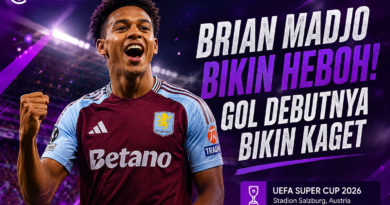 Brian Madjo merayakan gol debut bersama Aston Villa di UEFA Super Cup 2026