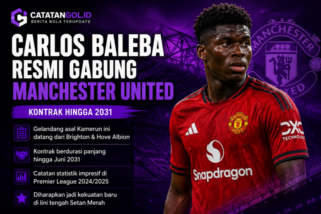 Carlos Baleba resmi bergabung dengan Manchester United hingga 2031