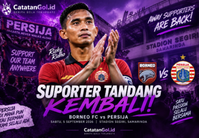 Suporter tandang Persija kembali mendukung tim saat melawan Borneo FC