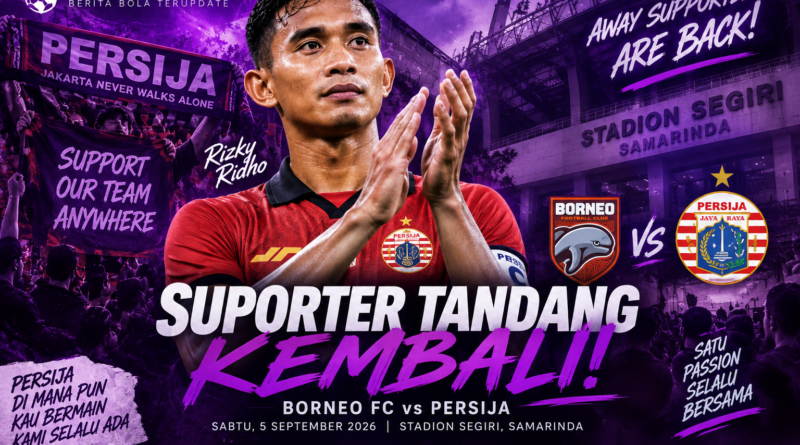 Suporter tandang Persija kembali mendukung tim saat melawan Borneo FC