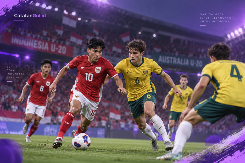 Timnas Indonesia U-20 saat menghadapi Australia U-20